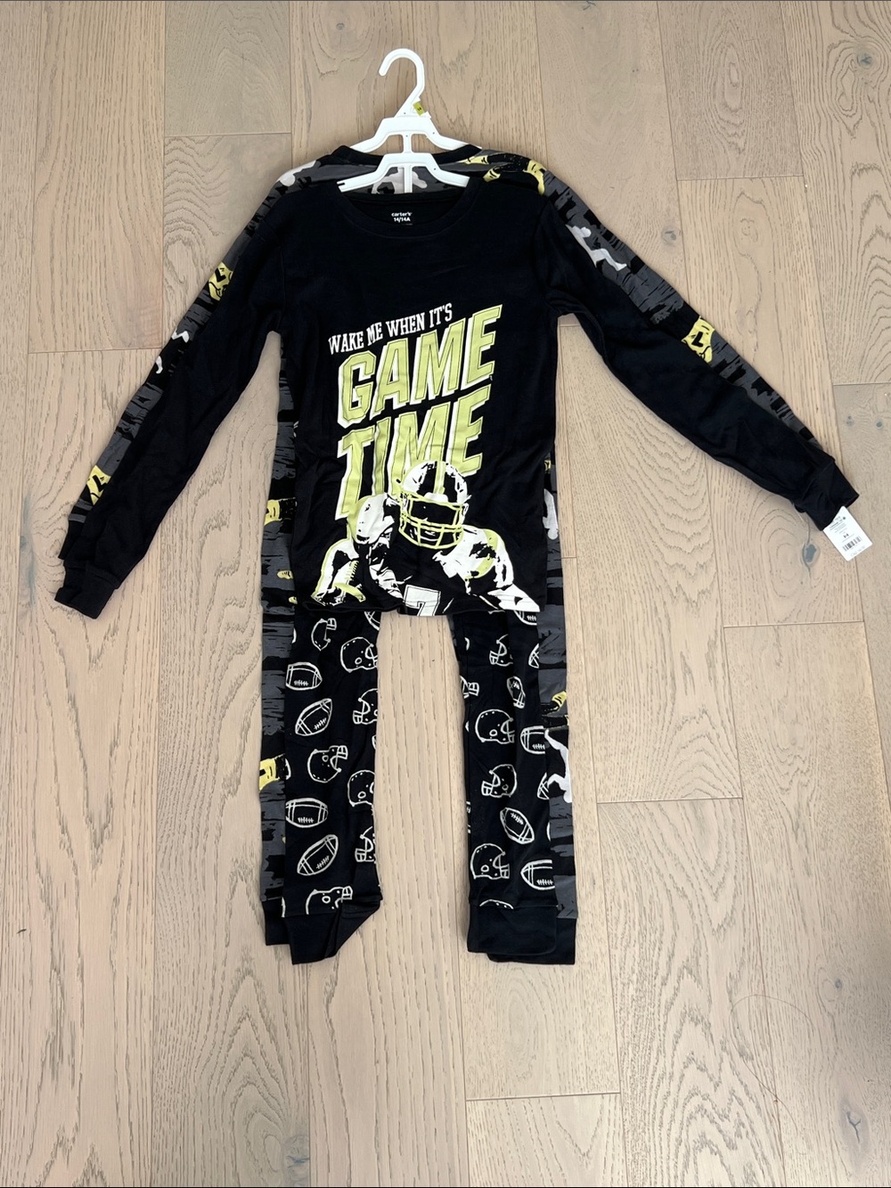 Carter's Black & Yellow 'Game Time' Football Pajama Set